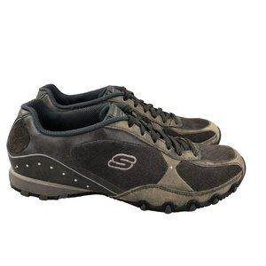 Skechers Women's Size 8 Bikers Aftershock Grey Leather Low Top Sneakers 21395